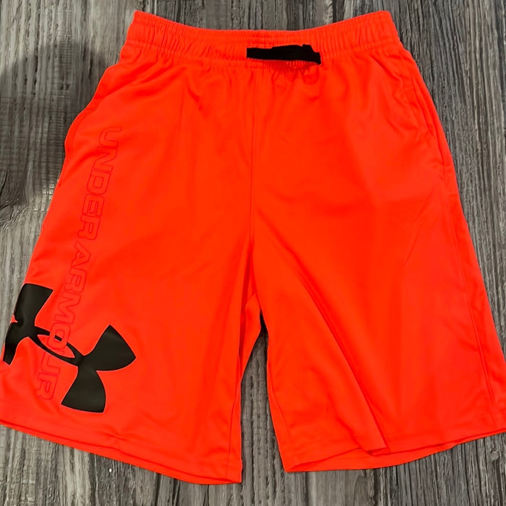 Neon orange under armour shorts